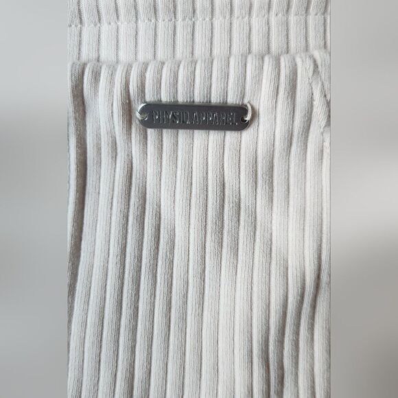 Physiq Apparel Ribbed Drawstring Pants in Cream Size Large - Picture 4 of 10